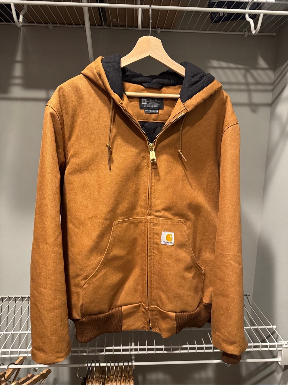 Carhartt Men's Brown Hooded Zip Jacket with Black Lining